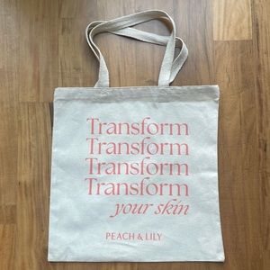 Peach and Lily canvas tote